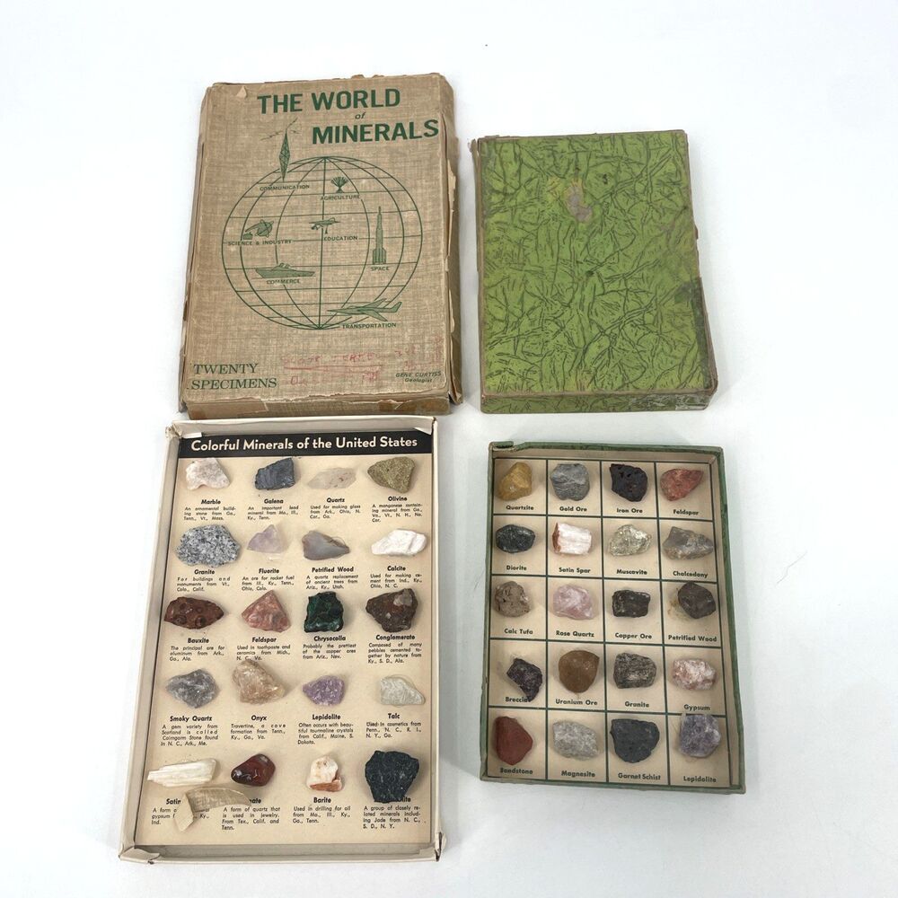 VTG Rock & Mineral Specimens 2 Sets-1 Gene Curtiss & 1 US Rock Display 40 pcs